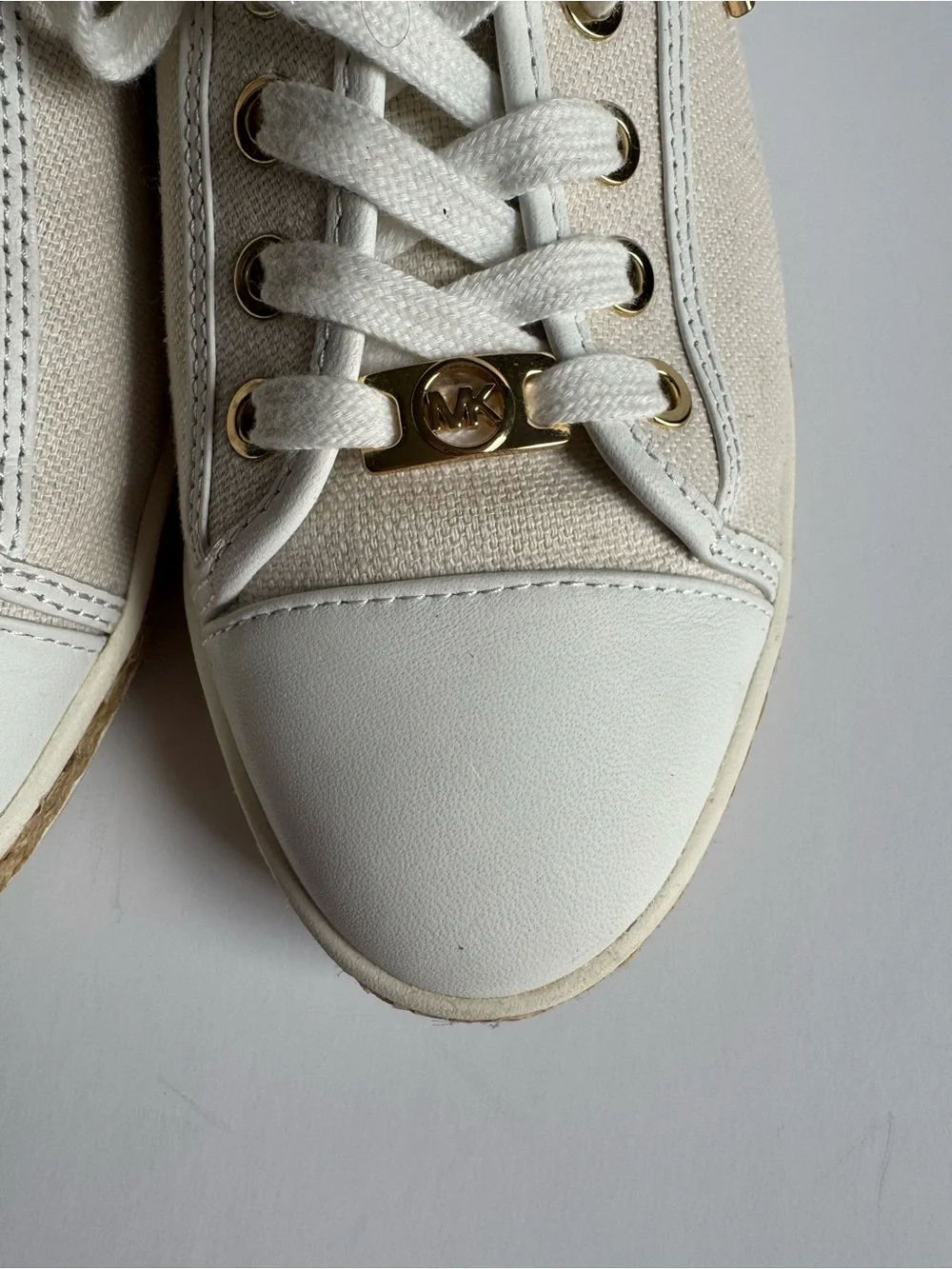 Michael Kors Cream and Gold Lace-Up Sneakers